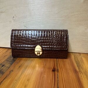 Vintage Francesco biasa Brown and gold Croc-Embossed Leather